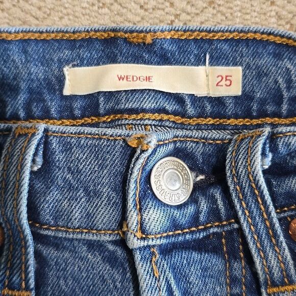 Levi's Premium Denim Wedgie High Rise Straight Fit Button Fly Jeans - Size 25 - Picture 5 of 15
